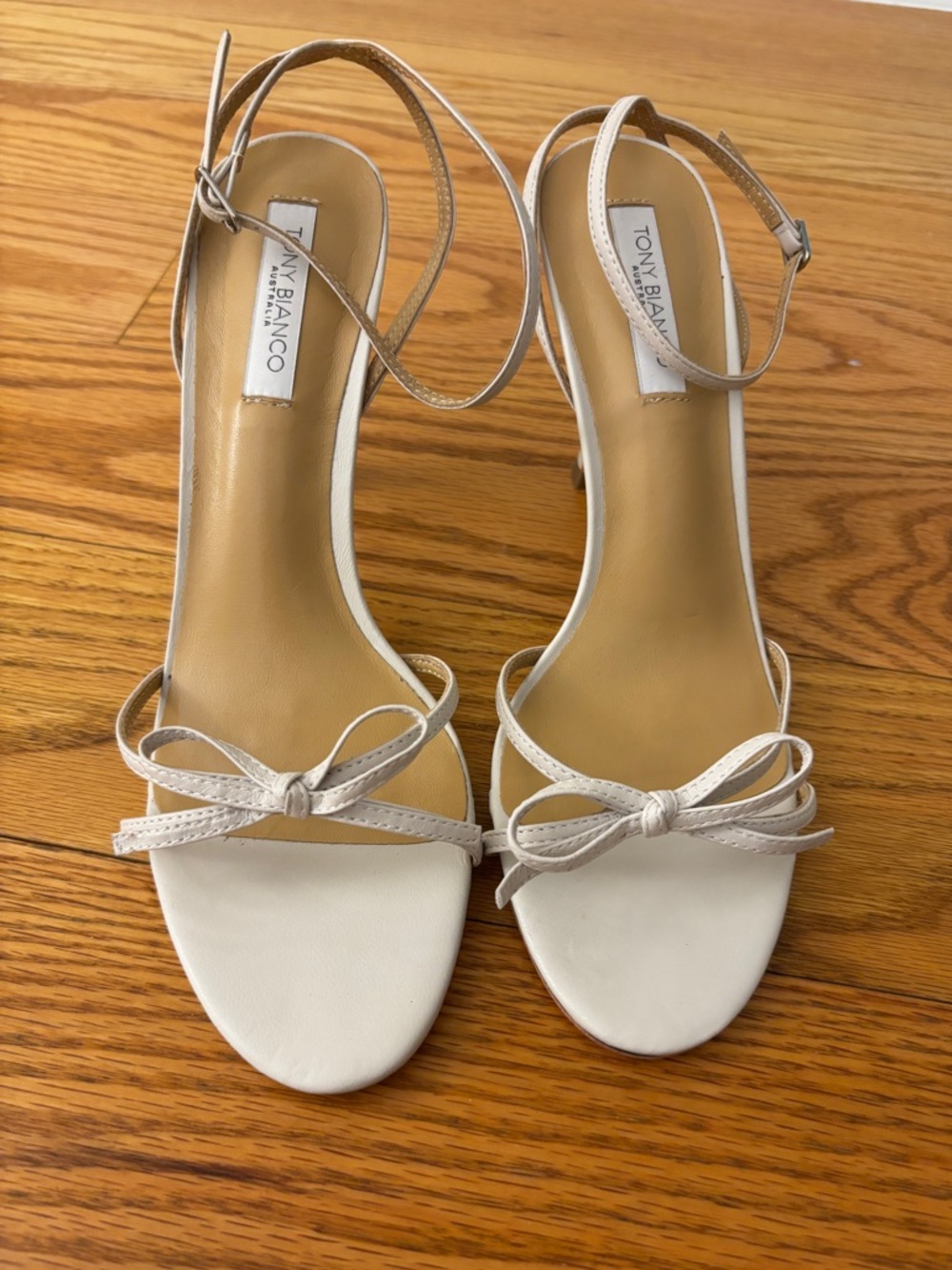 Tony Bianco Lover Cream Bow Ankle-Strap Heel